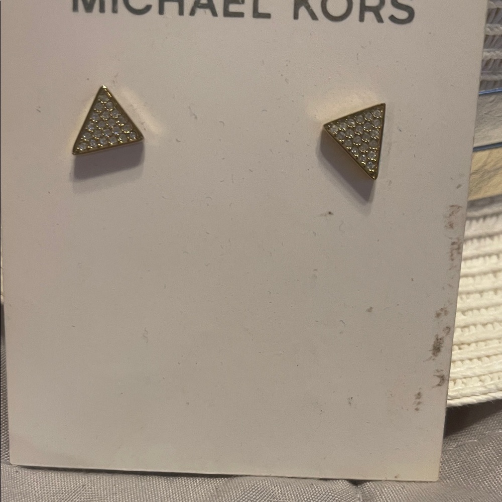 Michael Kors Gold Triangle Pave Stud Earrings